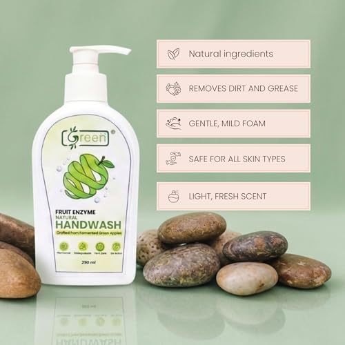 Image of Green Hand Wash with Fermented Green Apple Extracts 250 ml| Natural Fruit Enzyme Hand| Gentle on Sensitive Skin