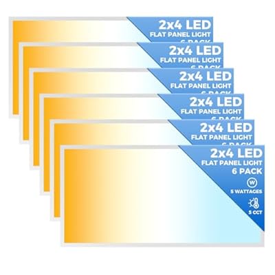 Franjulia 6 Pack 2x4 LED Flat Panel Light, Dimmable Flush Mount Office Kitchen Drop Ceiling Light Fixtures, 9100LM,Switchable 5 CCT 3000K/4000K/5000K/5700K/6500K & 5 Wattages 30W/40W/50W/60W/70W