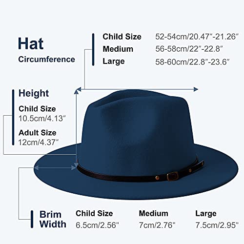 Image of Wide Brim Fedora Hats for Women Men Two Tone Dress Hat Felt Panama Hat in Two Audlt Size