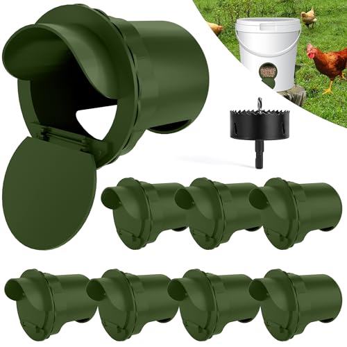 Portas alimentadoras de frango, kit de portas de aves sem desperdício com rolha 8 portas 1 serra de