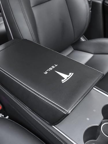 LDKH Copribraccioli per Auto per Tesla Model 3 Model Y 2017-2023, Copribraccioli in Similpelle per Console Centrale, Tappetino, Antipolvere, Resistente all'Usura, Accessori Interni per Auto
