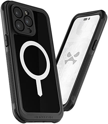 Ghostek NAUTICAL Waterproof Case for iPhone 14 Pro Max Screen Camera Lens Protector Holster Belt Clip MagSafe Heavy Duty Shockproof Full Body Covers Designed for 2022 Apple iPhone14ProMax 6.7" (Black)