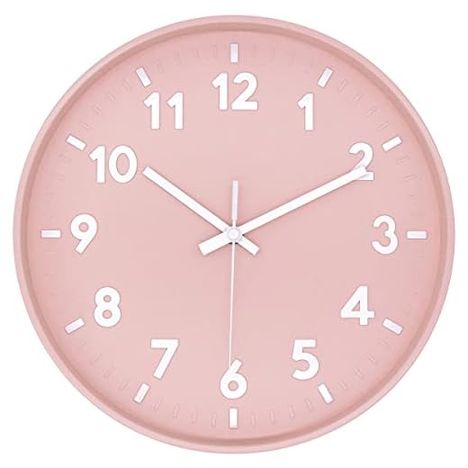 JENLYSTIME 12 Inch 3D Number Modern Wall Clock,Round Bright Colorful Dial,Non Ticking Silent Quartz Battery Operated Wall Clocks,Easy to Read Simple Style Decor Clock for Bedroom,LivingRoom(Pink)