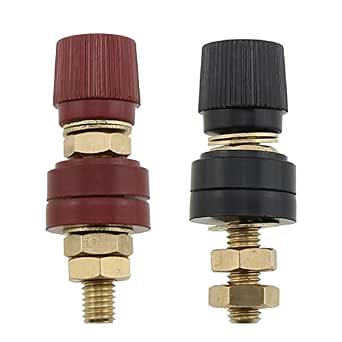 Luomorgo 2 Pcs 1/4" Remote Battery Terminal Stud Connectors - 6mm Red & Black Power Junction Posts - View #9