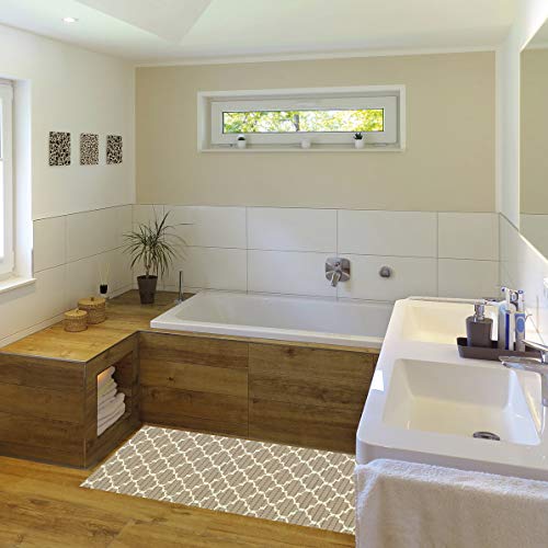 Venilia Venisoft 54718 Soft Foam Mat Cross Non-Slip Flooring Shower Mat PVC Polyester Taupe White 65 x 200 cm