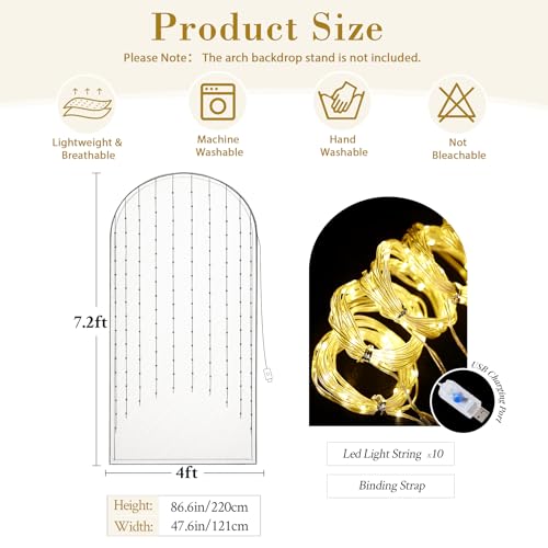 Cubierta blanca para fondo con luces para arco 7.2FT miniatura 4
