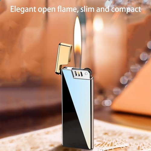 Encendedor delgado metálico con llama suave ajustable miniatura 2