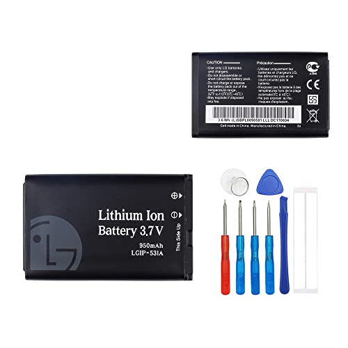 E-yiiviil Batterie de rechange LGIP-531A compatible avec LG Optimus Net TracFone Net 10 LG 320G VN170 Envoy 2 UN160, Envoy 3 UN170, Saber UN200 avec outils