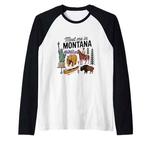 Vintage Montana Graphic Hombres Mujeres Gráfico Montana Camiseta Manga Raglan