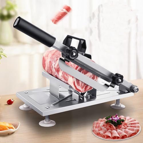 Upgraded Manual Frozen Meat Slicer - Premium Stainless Steel Cutter for Home Food Preparation, Ideal for Beef, Mutton, Bacon, Hot Pot, BBQ, Sandwiches & Pizza