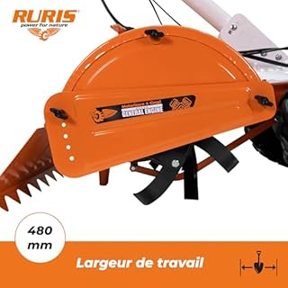 RURIS 5800r, Motobineuse Rotofraise Arriere de 480mm, Ideale pour des Serres et Solariums, Orange