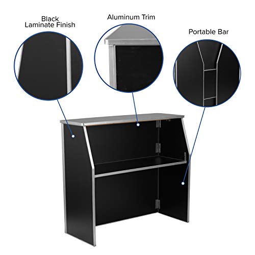 Flash-Furniture-4-Folding-Portable-Event-Bar-with-Top-and-Middle-Shelves-Mobile-Laminate-Foldable-Bar-for-Parties-and-Events-Black Flash Furniture 4 Folding Portable Event Bar with Top and Middle Shelves Mobile Laminate Foldable Bar for Parties and Events Black