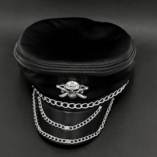 Casquette steampunk rock en cuir véritable clouté d'exception - 3