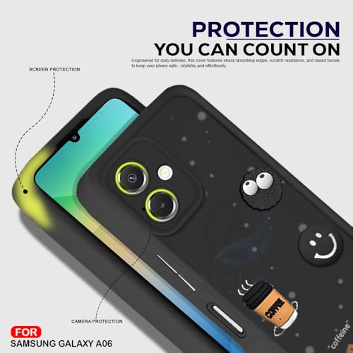 Image of AESTMO Back Case Cover for Samsung Galaxy A06 Cover | Cute Fun Cartoon 3D Ball | Coffee Silicone Case | Full Body Protection | Camera Protection Back Cover for Samsung Galaxy A06 (Black)