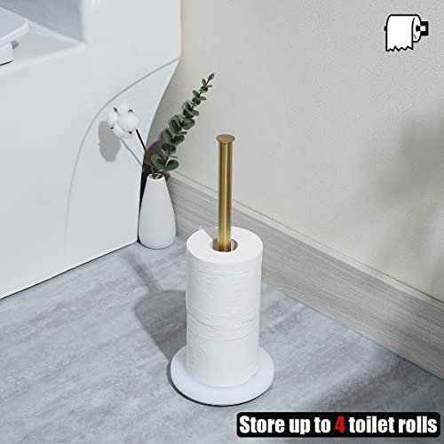 Jqk Toilet Paper Storage Stand White Gold, 304 Stainless Steel Tissue Reserve Holder Dispenser For Bathroom, Brushed Gold, Tps180-Wg #TOP3