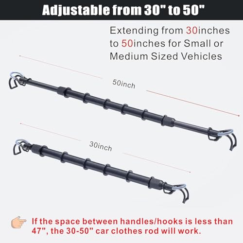 image for Idefair Car Clothes Hanger Bar Adjustable Garment Rack 30''-50'' Heavy