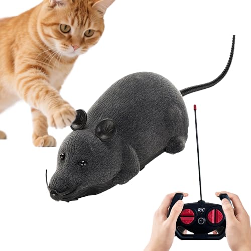 Hojalis Katzenspielzeug Elektrisch Spielmaus RC Maus Mit Fernbedienung Fernbedienung Gefälschte Ratte Realistische Katzenmaus Realistisches Aussehen Rc Katzenspielzeug für Endless Kitty
