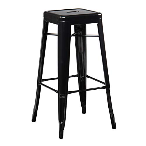 SKLUM Pack 4 Taburetes Altos LIX Acero Negro - (Elige Color)