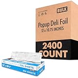 2400 Count Pre-Cut Deli Foil Sheets – 12” Heavy-Duty Pop-Up Aluminum Sheets for Restaurants, Burritos, Hot Dogs, Sandwiches – Stock Your Home