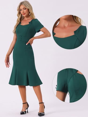 Image of Allegra K Vintage 50s Dress for Women's Retro Cocktail Work Mermaid Midi Dress