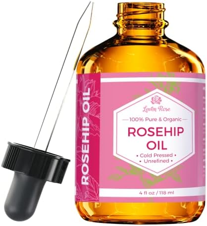 Leven Rose Rosehip Seed Oil, 100% Pure Organic Unrefined Cold Pressed Anti Aging Rose Hip Moisturizer for Hair Skin & Nails, 4 Fl. oz…
