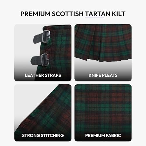 Image of 8 Yard Mens Kilt - Authentic Tartan Kilt for Men Highland Outfit for Weddings & Traditional Scottish Wear