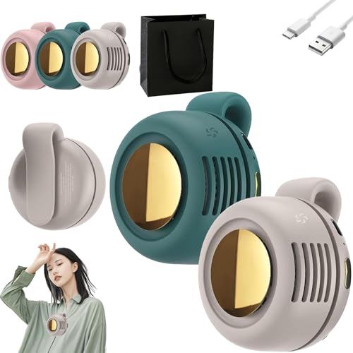 Gienslru Ventilador eléctrico mini silencioso portátil sin aspas, ventilador mini silencioso portátil de 3 velocidades con sujetador, ventiladores de cinturón con sujetador para la cintura