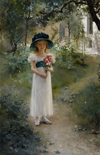 Impression Toile Albert Edelfelt dans le Jardin pour un Salon Apaisant et Élégant