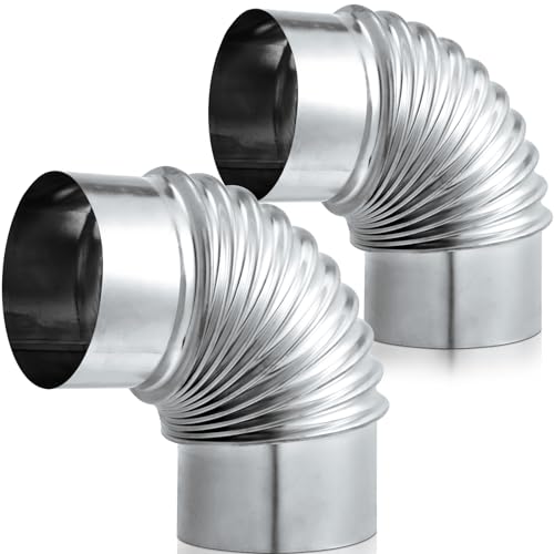 Hicarer 2 Pcs 4 Inch 90 Degree Galvanized Dryer Elbow Vent Tube Connector Adjustable Dryer Vent Elbow Connector for 4 HVAC Duct Pipe Hose Ductwork