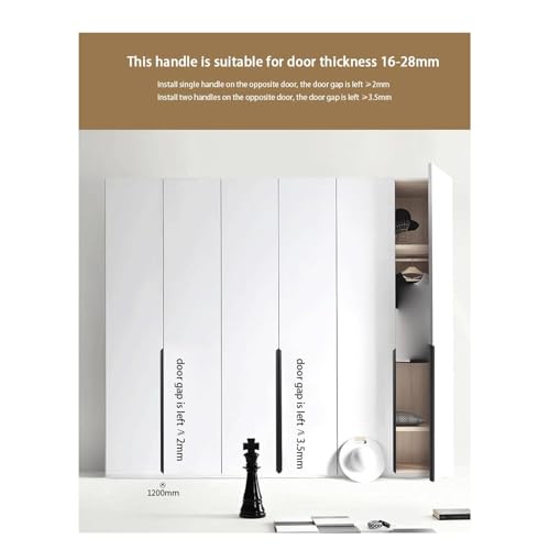 Confezione da 2 maniglie per bordi in alluminio nero, maniglie nascoste per mobili da cucina e cassetti, facili da installare, 300 mm, per decorazioni moderne della casa