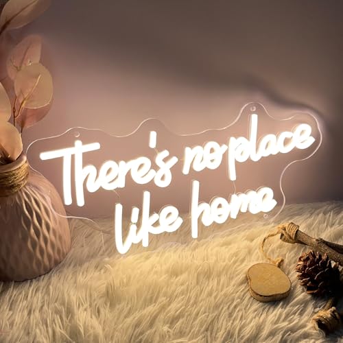 Image of ZPLNOSIN Custom Neon Light Sign There's No Place Like Home Indoor Bedroom Decor Wall Led Neon Sign Backdrop Flex Bar Christmas Party Wedding Living Room 5V USB Warm White 40x19.2cm
