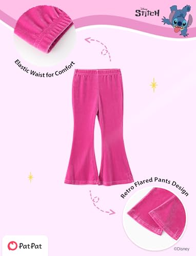 Image of Disney Frozen Princess Minnie Stitch Girl Clothes Long Sleeve Knot Front Sweatshirt Flare Pants Fall 2 Piece Outfit 2-9Y