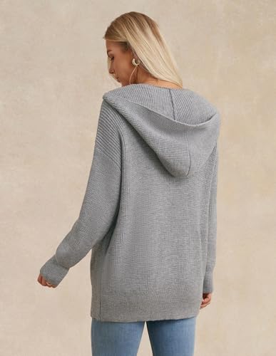 GRACE KARIN Womens Oversized Hooded Cardigan Sweaters 2025 Trendy Fall Outfits Button Up Knit Sweater Coats with Pockets4