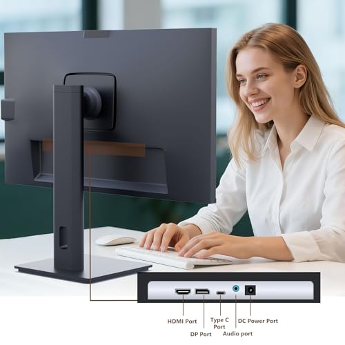 Image of Touchscreen Monitor 24 Inch with Webcam Full HD 2560x1440P @100Hz 10-Point Multi Touch Screen PC Monitor, HDMI VGA USB Port, Built-in Speakers