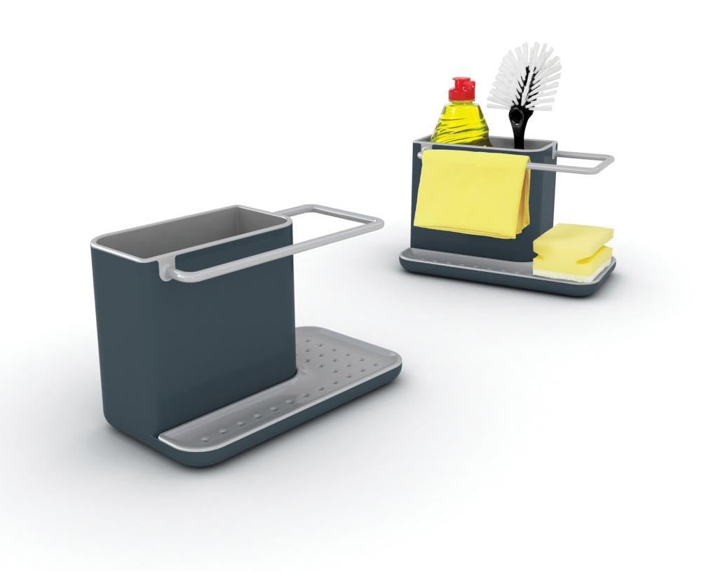 Trenton Gifts Organizer Per Lavello Da Cucina - Contenitore 3 Scomparti Con Base Antiscivolo E Cestello Rimovibile - Porta Spugne E Scopino