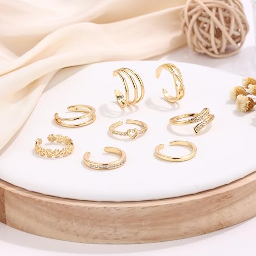 Samoco 8 Pcs Toe Rings For Women 14K Gold Silver Toe Ring Non Tarnish Simple Open Adjustable Band Toe Rings Set Beach Foot Jewelry For Summer thumb #5