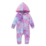 Kayotuas Newborn Baby Boys Girls Romper Tie Dye Long Sleeve Hoodie Jumpsuit One Piece Pajamas Outfit