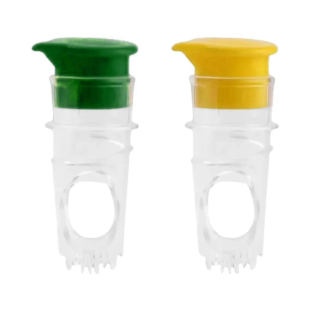 CTRLZS 2pcs Manual Lemon Juice Squeezing Plastic Citrus Juicer Fruit Pouring Tool Yellow + Green
