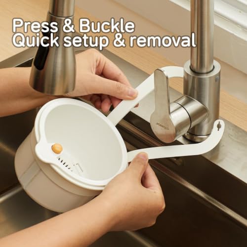 Image of Kitchen Sink Drain Basket, Faucet Hanging Strainer, Sink Strainer Basket, Press Automatic Dumping Kitchen Draining, Drain Shelf Storage Holder for Home Durable, Drains & Strainers Makeup Remove (1)