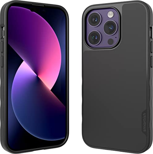 Smartish iPhone 14 Pro Slim Case - Gripmunk Compatible with MagSafe [Lightweight + Protective] Thin Grip Cover with Microfiber Lining - Black Tie Affair