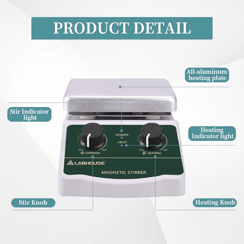 Image of LHS-2 Magnetic Stirrer Hot Plate, 300C /572F, 2000RPM, 2L | Plate surface temp max 300C, 1 stir bar included, support stand, non-digital mixer, for lab heating & mixing