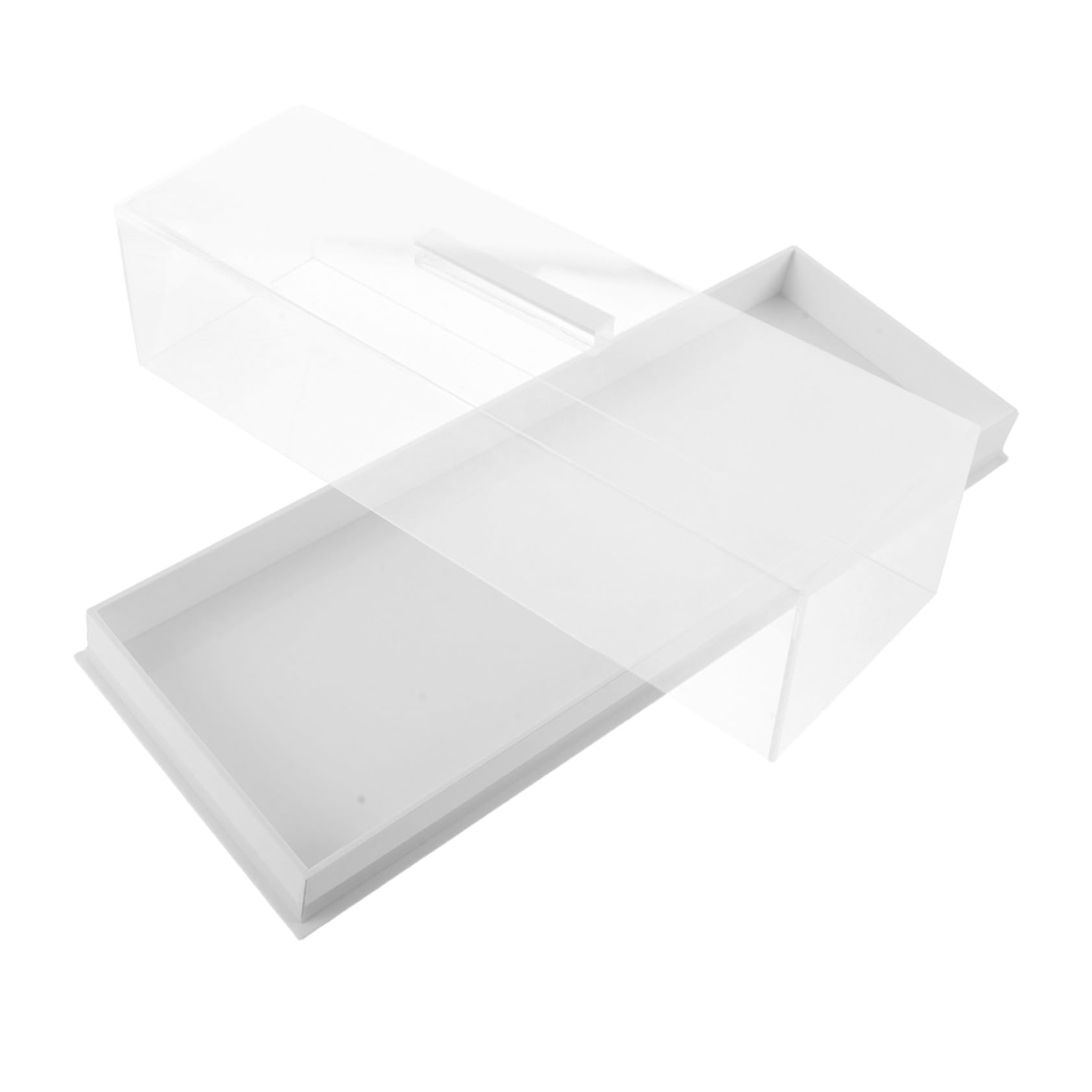 Ciieeo Caja de Presentación Rectangular con Tapa para Tartas de Acrílico White Bandeja para Pasteles y Tartas Soporte con Tapa para Cafetería y Hogar