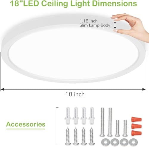 Image of hykolity 18 Inch LED Round Flat Panel Light,32W,3200LM,3CCT