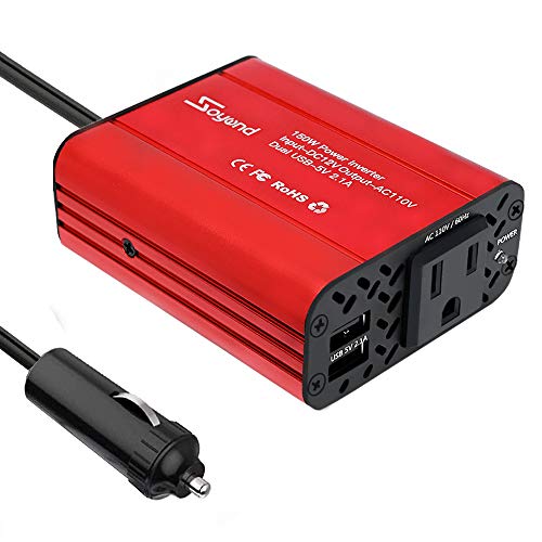 150W Car Power Inverter - DC 12V to 110V AC Converter 4.2A Dual USB Charging Ports Car Charger Adapter Modified Sine Wave Converter for Car Cigarette Lighter with AC Outlet for Car