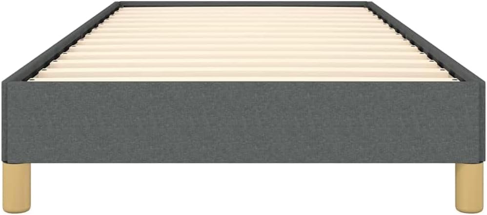 vidaXL Twin XL Size Bed Frame with Plywood Slats, Platform Bed Frame, Fabric Upholstered Mattress Foundation, No Box Spring Needed & Easy Assembly, Dark Gray, Without Mattress