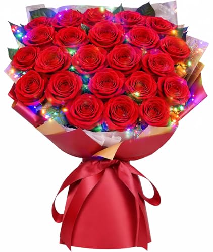 ADDWel Regali romantici per donne – 24 rose eterne in confezione regalo per mamma, fidanzata, moglie o figlia, per compleanno, anniversario, festa della mamma, San Valentino e Natale