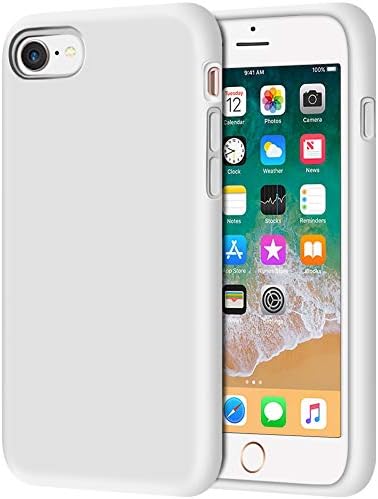 iPhone SE Case 2022/2020, iPhone 8 Case, iPhone 7 Case, Anuck Non-Slip Liquid Silicone Gel Rubber Bumper Phone Case Soft Microfiber Lining Hard Shockproof Protective Cases Cover 4.7", White