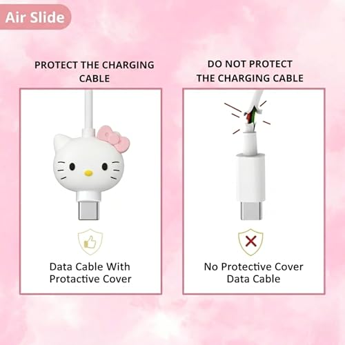 Image of Cable Protector for Apple iPhone Charger 20W /18W Type C, 3D Cute Cartoon Case Adaptor Cover Full Cable Connection Protectors Protective Protection Wire Sleeves Guard (Hello Kitty)
