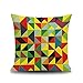 Lieson Fundas de almohada de Navidad, 1 unids 18x18 funda de cojín de 45x45 cm geométrico triángulo cuadrado patrón al aire libre fundas de cojín multicolor, lino