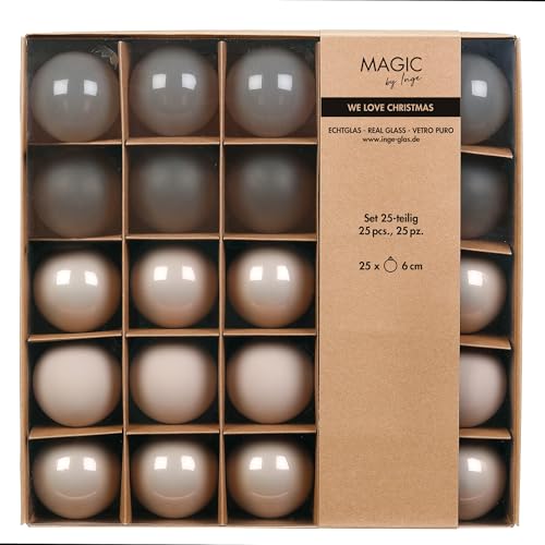 Weihnachtskugeln Glas 6cm 25er Set - transparent, matt & glänzend -...